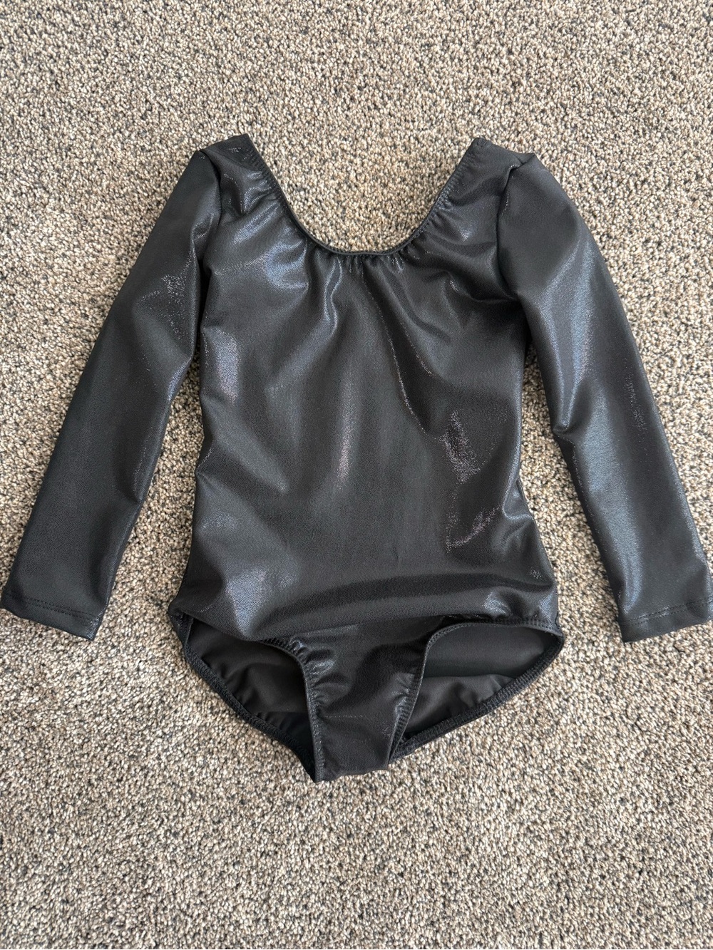 2T-3T Toddler Shimmery Black Long-Sleeve One-Piece Leotard Dance Gymnastics